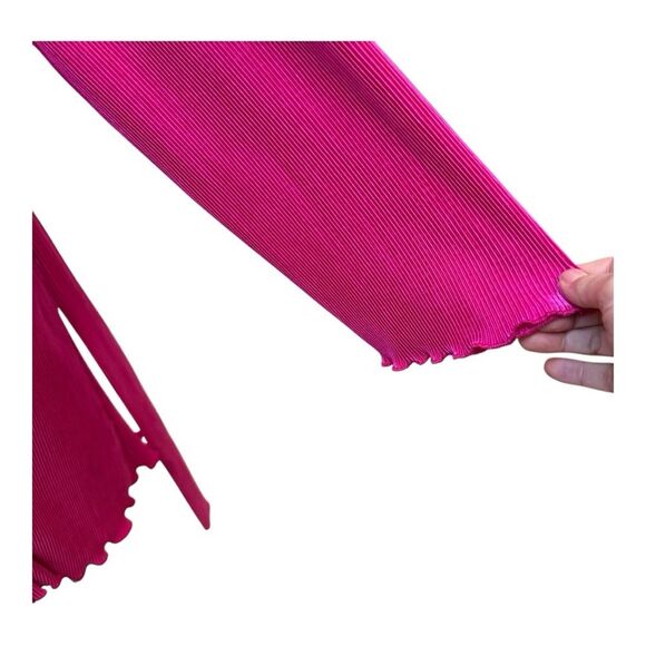 Giani Bini Pink Ribbed Button Front Shirt Preppy Spring Long Sleeve Dress Sz S - Picture 5 of 9